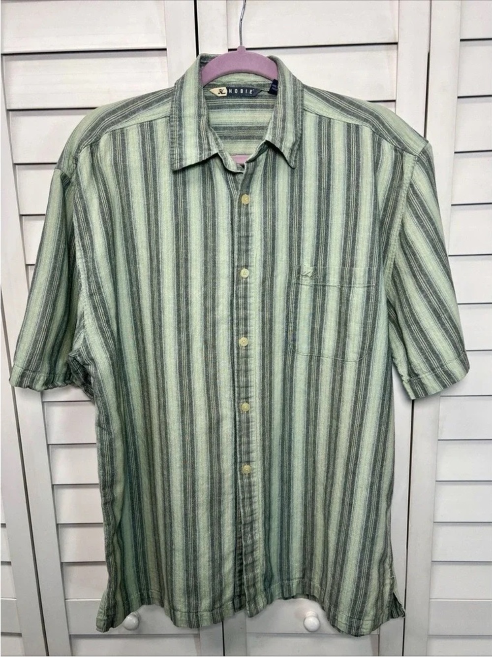 Kodiak Green Striped Short-Sleeve Button-Down Shirt